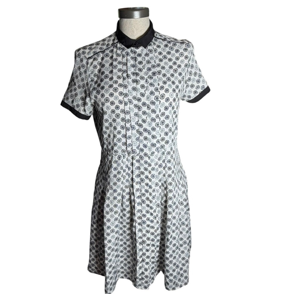 Jason Wu for Target White Black Geometric Circle Print Pleated Shirt Dress M